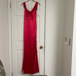 Formal Off The Shoulder Red Gown With Side Split